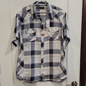 BKE Mens XL Black and White Plaid Button Down Shirt